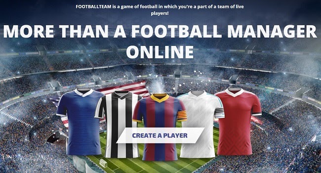 landing page of software product FootballTeam game