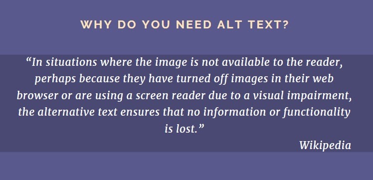 quotation explaining why alt text is needed in well-optimized SEO copywriting