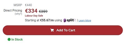 example of how CTA should like on product page  - the button add to cart marked on red