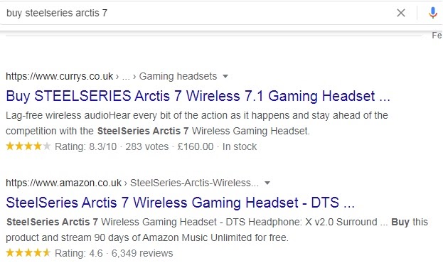 query buy SteelSeries arctis 7 as an example of transactional intent