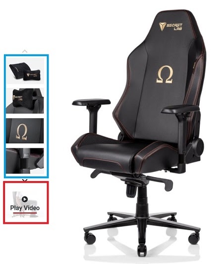 Secretlab gaming chair with marked images and video