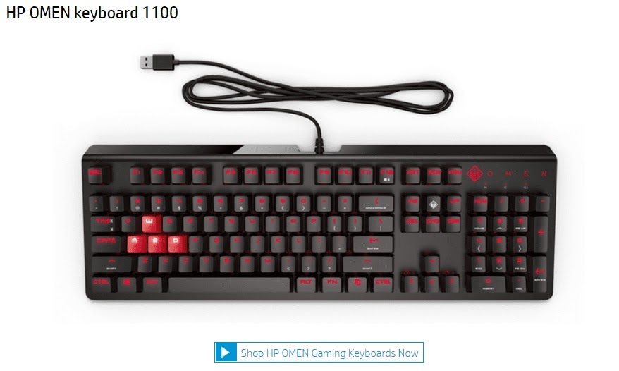 hp omen keyboard 1100 with a CTA from HP blog