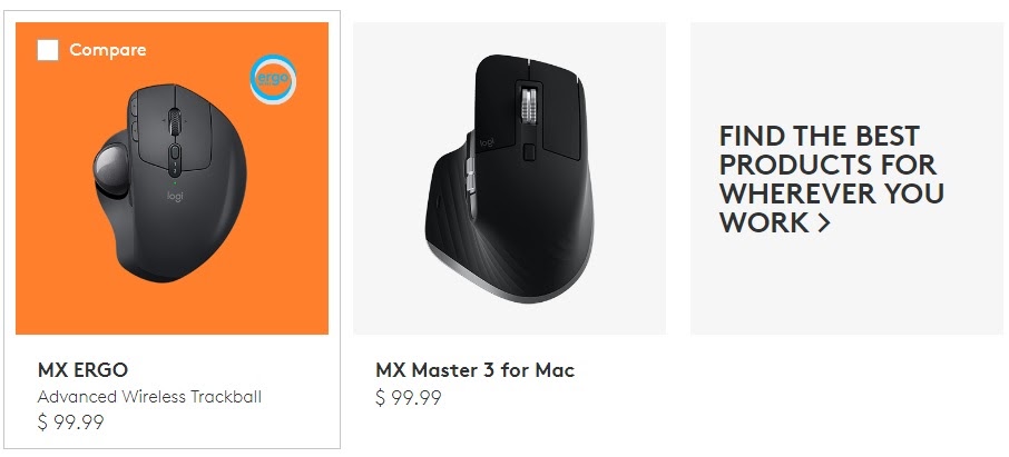 comparison of two offerings by Logitech - MX ERGO and MX Master 3 