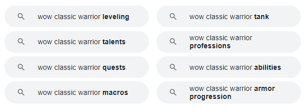 related searches concerning query ‘wow classic warrior’