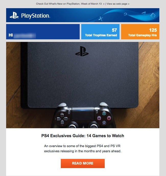 how Playstation’s follow-ups with other product offers through a newsletter