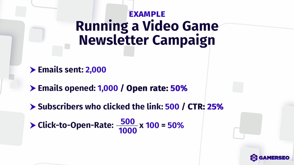 results and data of an email program (CTR, CTOR, open rate)