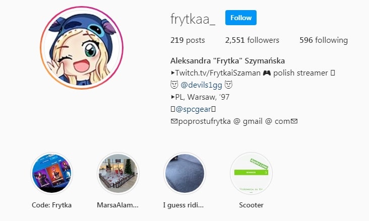 Frytkaa instagram profile - an example of a nano-influencer