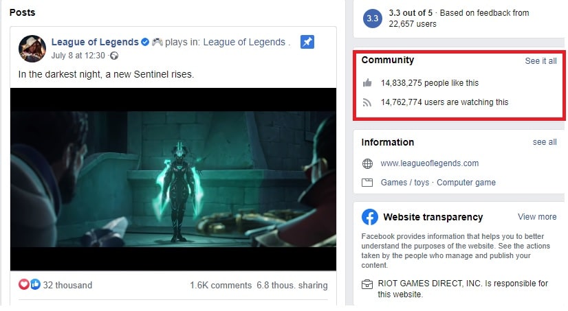 League of Legends Facebook Fanpage