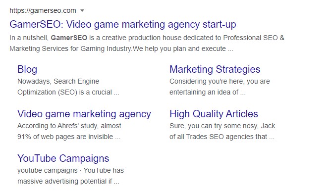 GamerSEO in SERPs