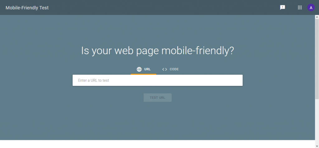 Google Mobile-Friendly test window from Google Analytics