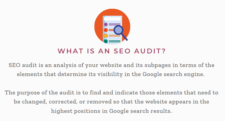 infographics explaining the definition of SEO audit process