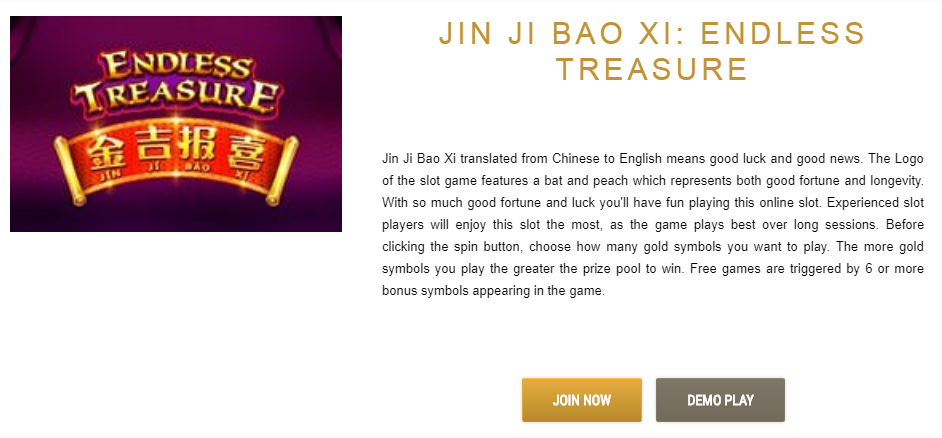 Jin Ji Bao XI: Endless Treasure description on caesarscasino.com