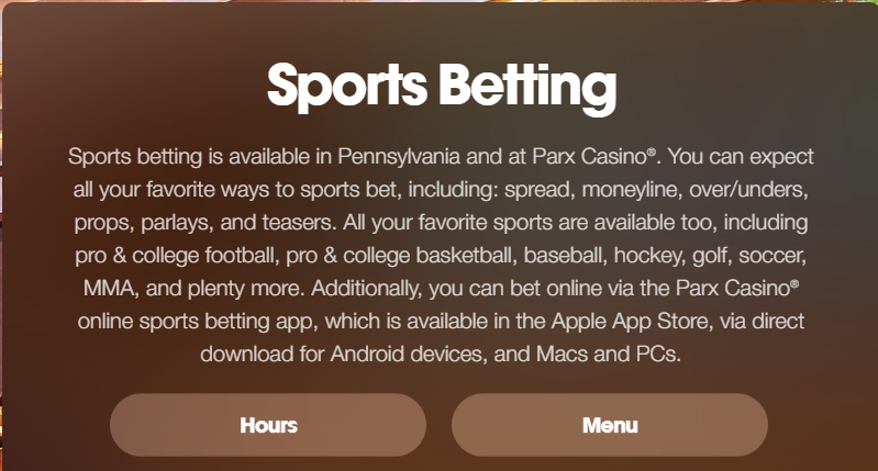 sports betting description on Parx Casino