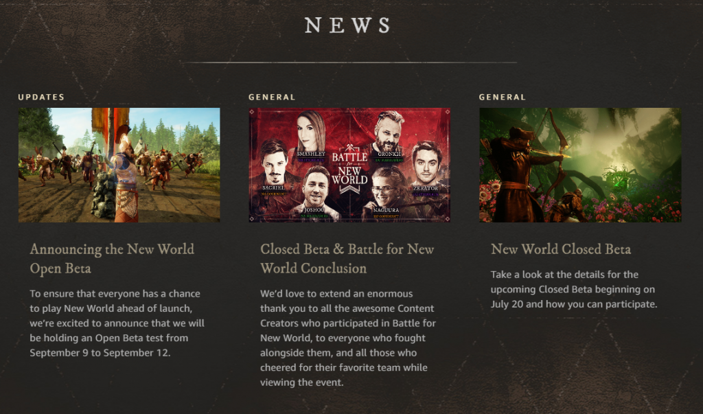 screen of New World before launch news