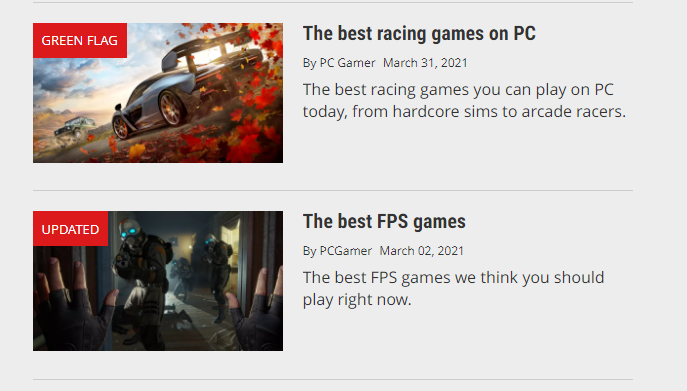 pcgamer blog articles about best fps and racing games