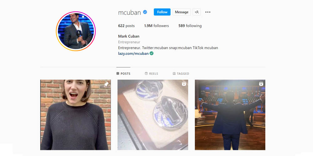Mark Cuban’s Instagram profile