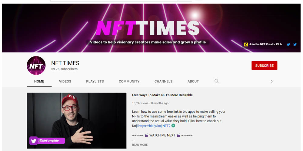 NFT Times official site on Youtube