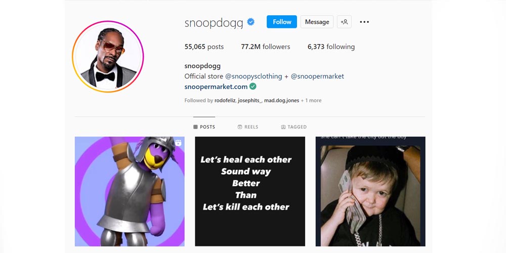 Snoop Dogg Instagram profile