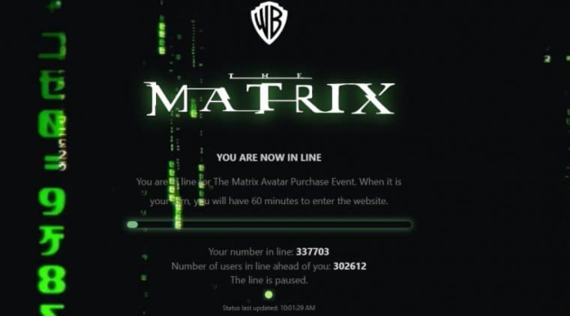 The Matrix NFT had to make Virtual Waiting Rooms due to high demand, crashing Nifty's marketplace