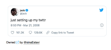 The first ever tweet was transformed into an NFT 