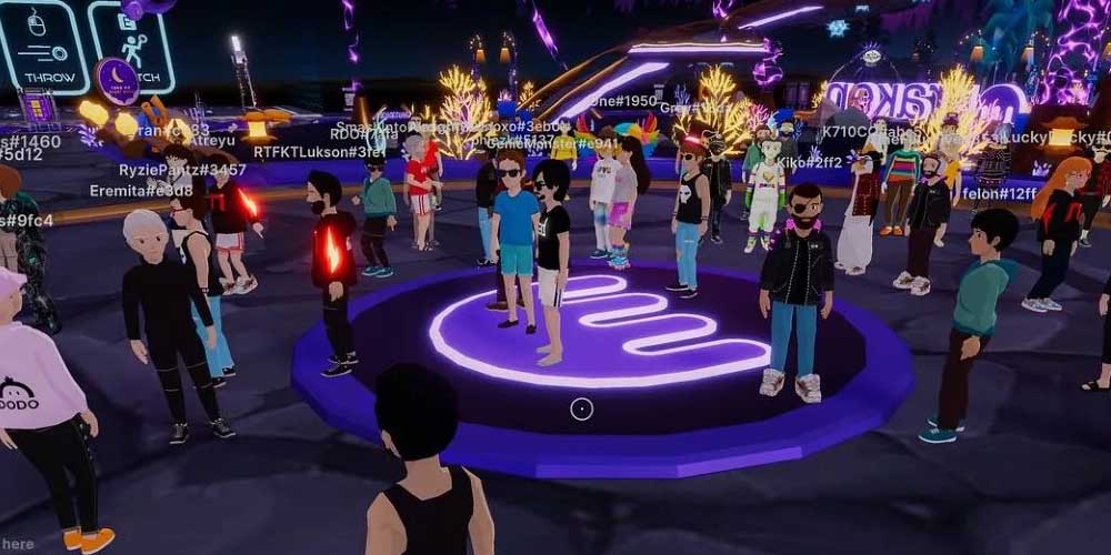 A fragment of the Metaverse full of people