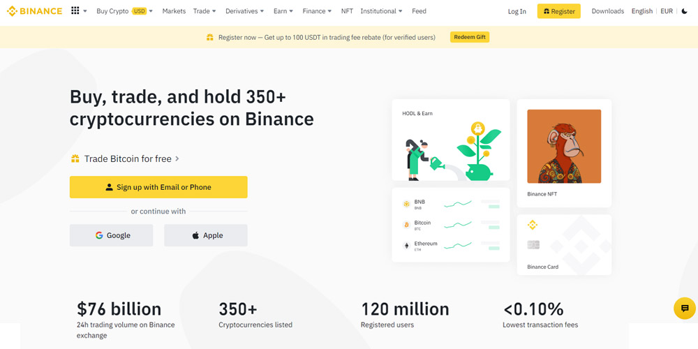 Binance official main page