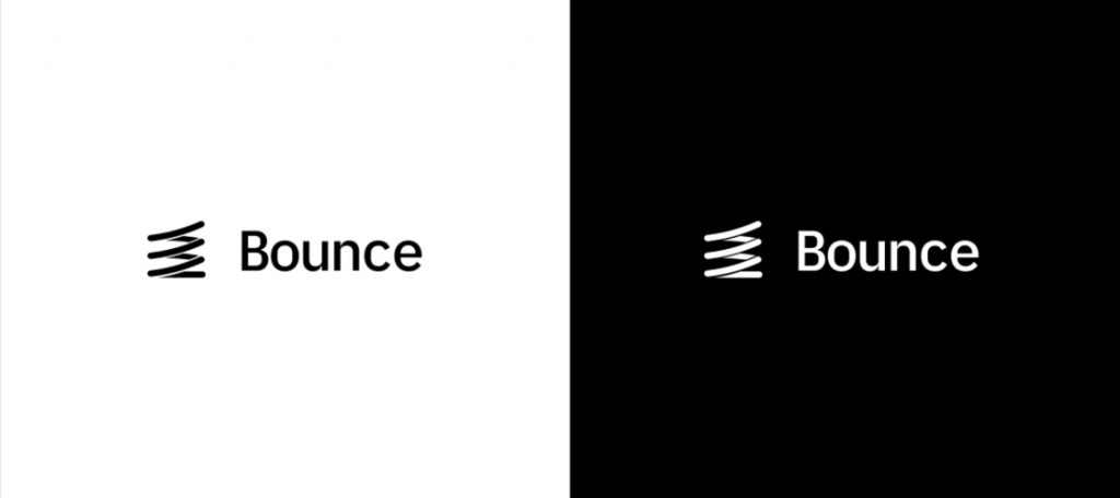 Bounce logo in black and white