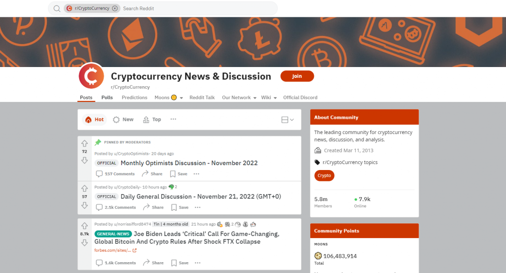 CryptoCurrency subreddit