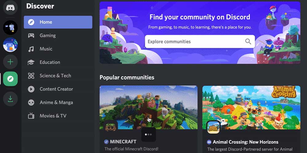 Finding communities on Discord