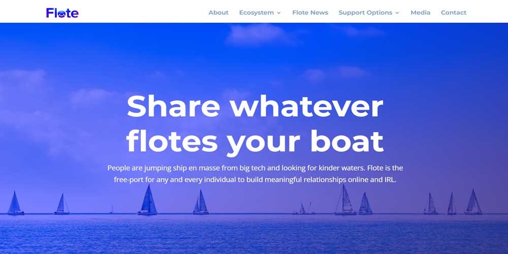 Flote crypto social media platform main page
