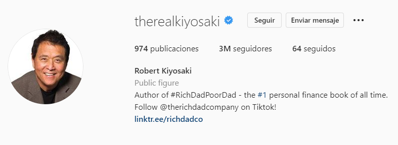 Kiyosaki Instagram profile