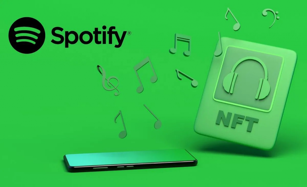 Render showing spotify's integration with NFTs