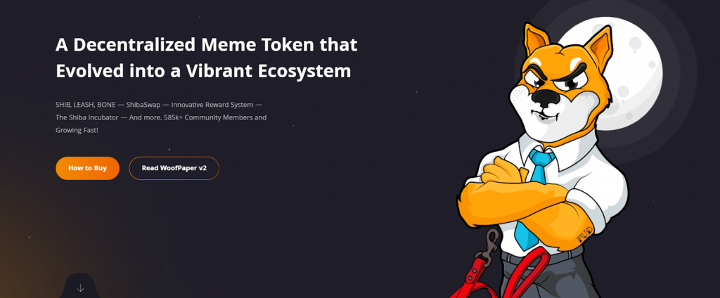 Screenshot Shiba Inu Token meme coin site