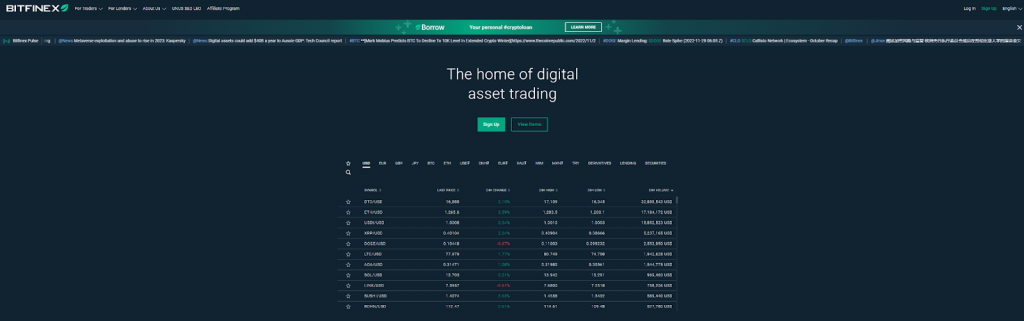 Screenshot site bitfinex- the home of digital asset trading