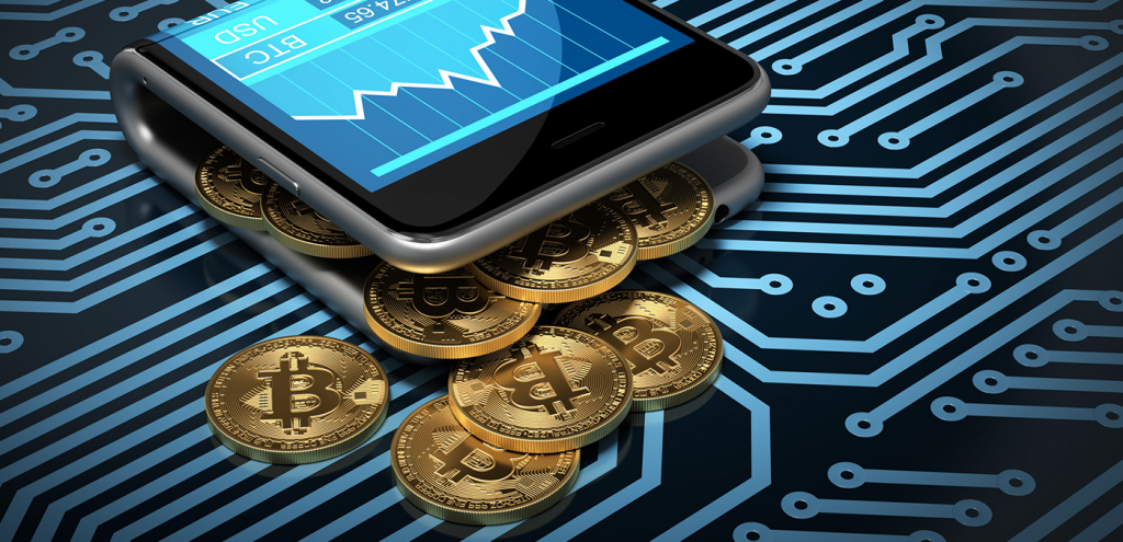 Screenshot with coins bitcoin under mobile