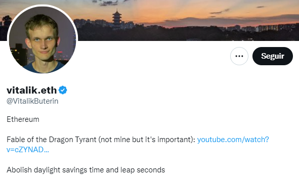 Vitalik Buterin twitter profile