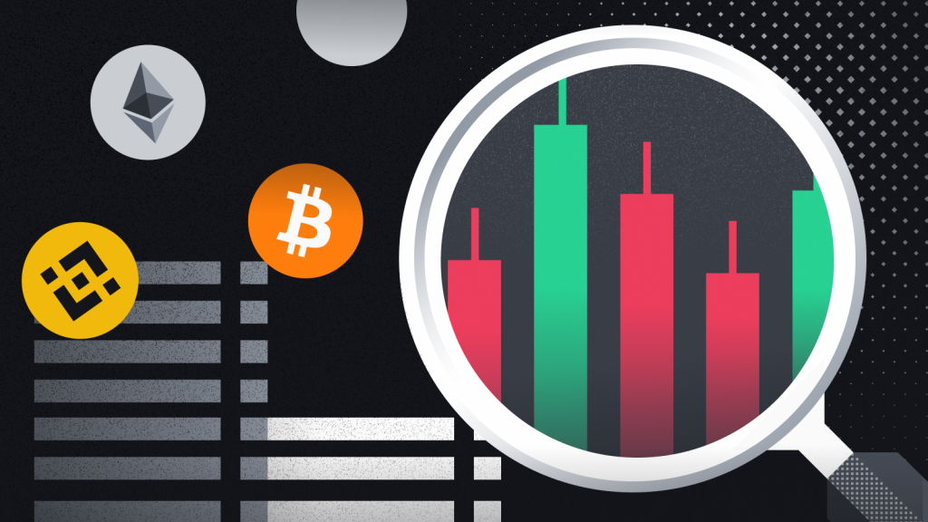 magnifying glass looking at the price of cryptocurrencies