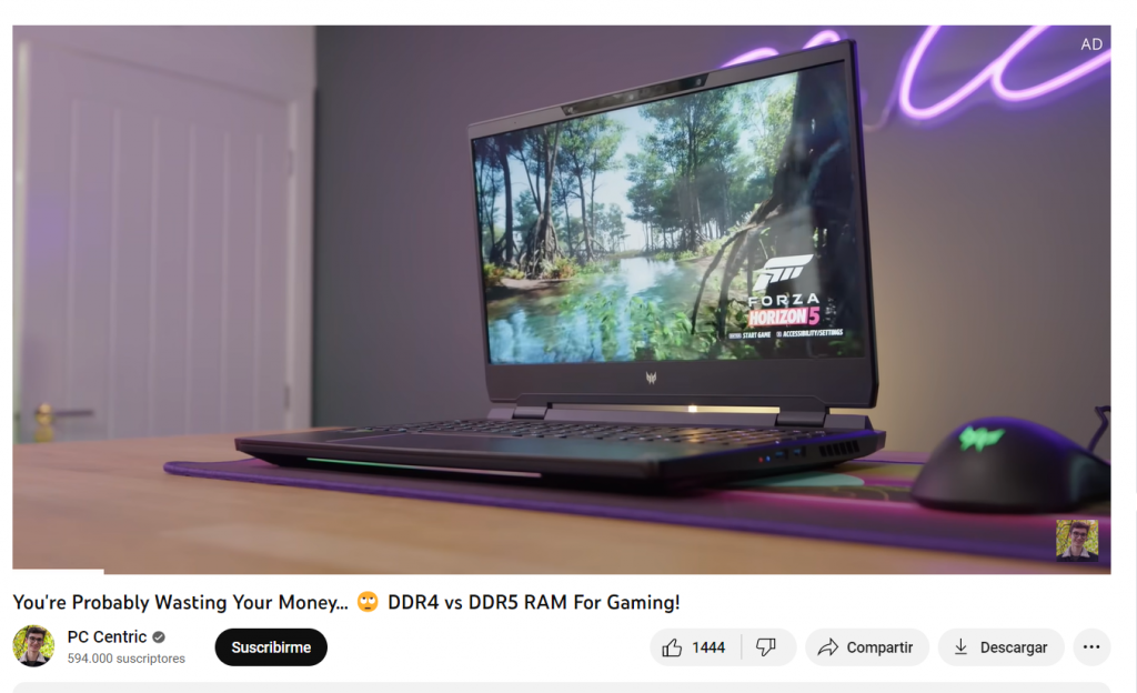 Ad sponsored content in gaming Youtube channel