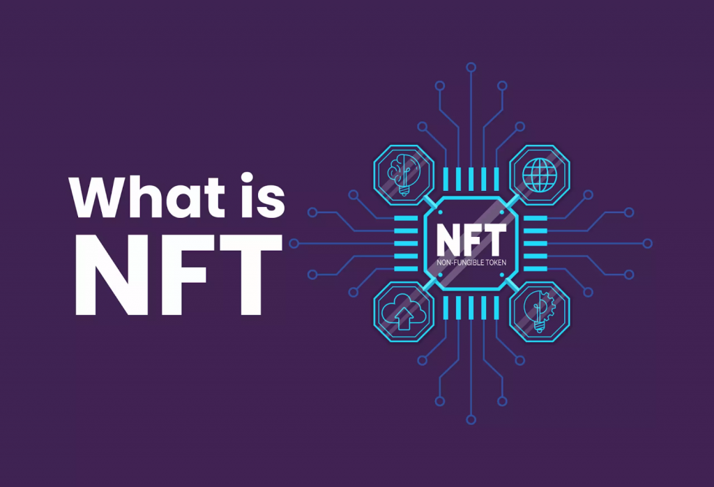 image of a microchip with the text what is nft on the side