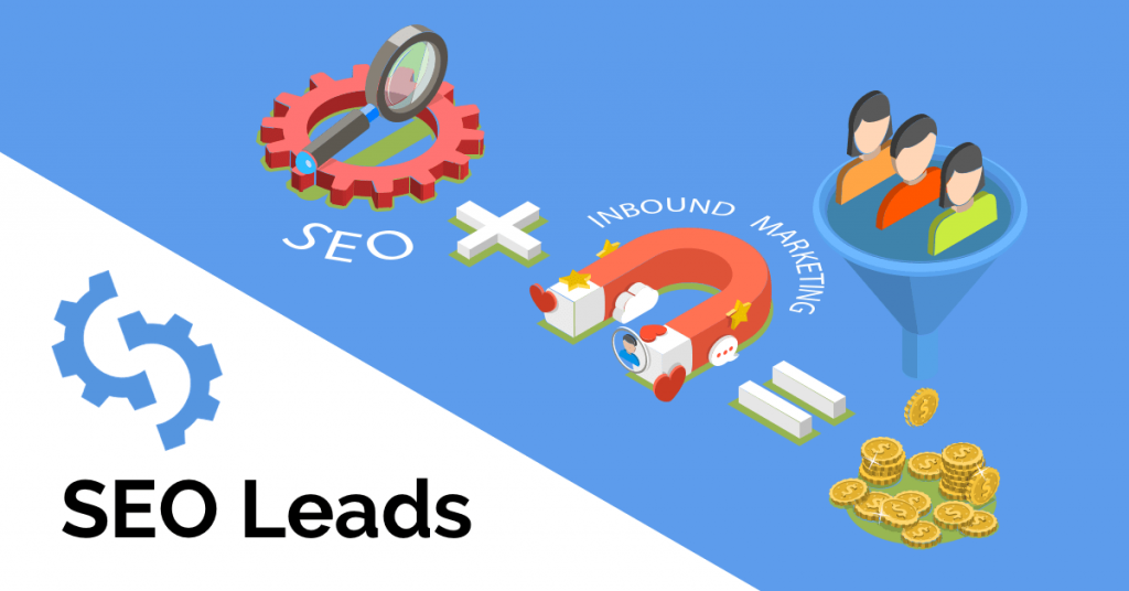 image showing SEO leads with lots of graphic elements around it