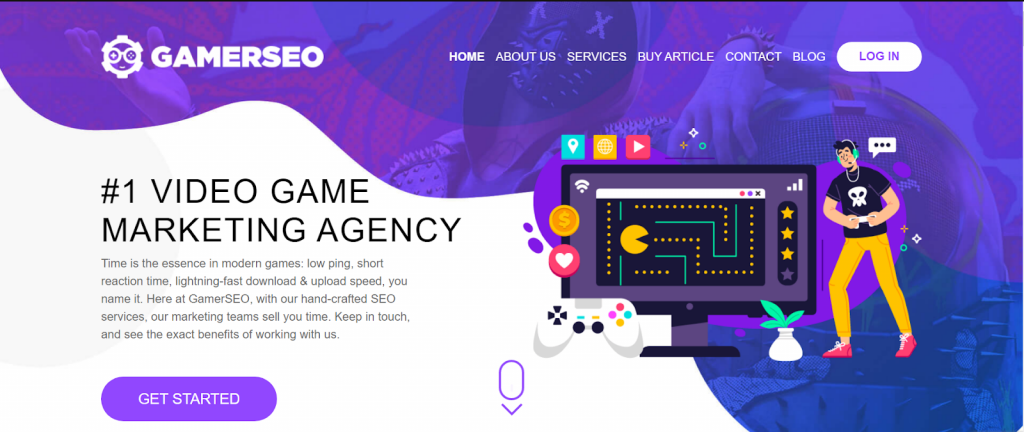 official landing page from GamerSEO
