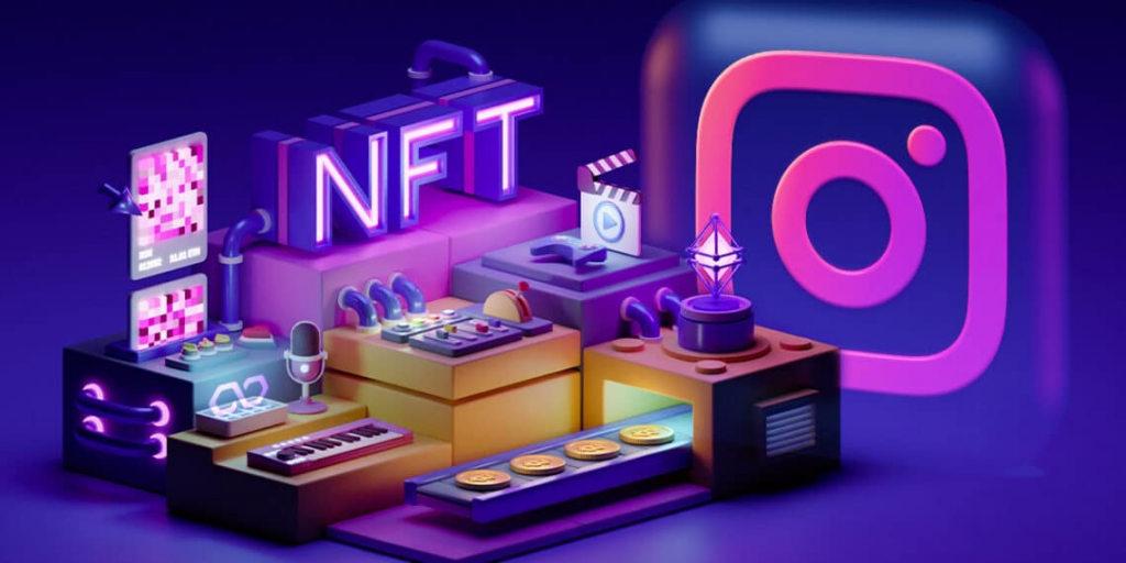3D-render-illustration-of-Instagram-and-the-NFT-market