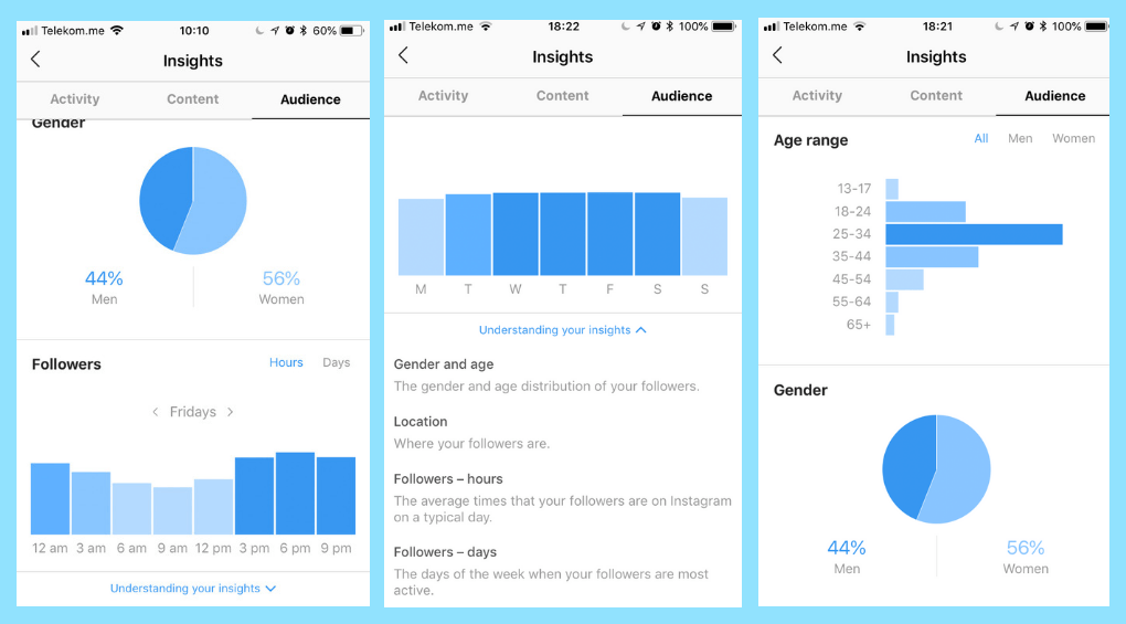 screenshot showing the Instagram analytics page