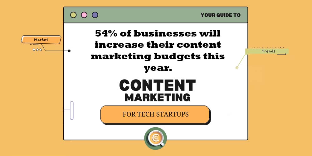 A mac window and statistics for content marketing for tech startups