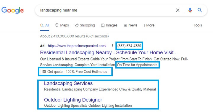 Ad extensions examples