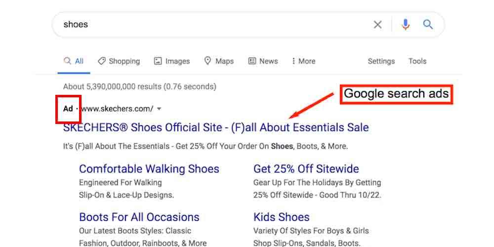 Google Search Ads in SERPs