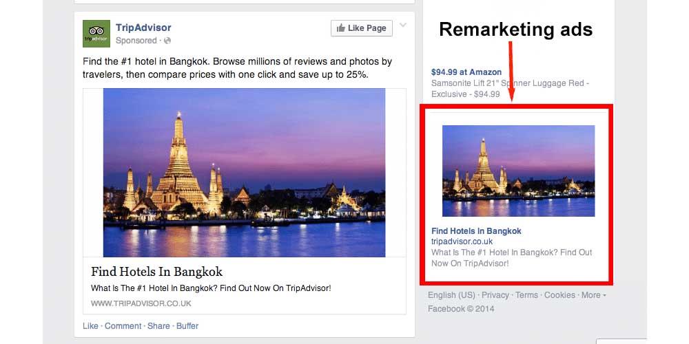 Remarketing ads on Facebook 