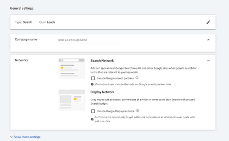 General Settings in Google Ads