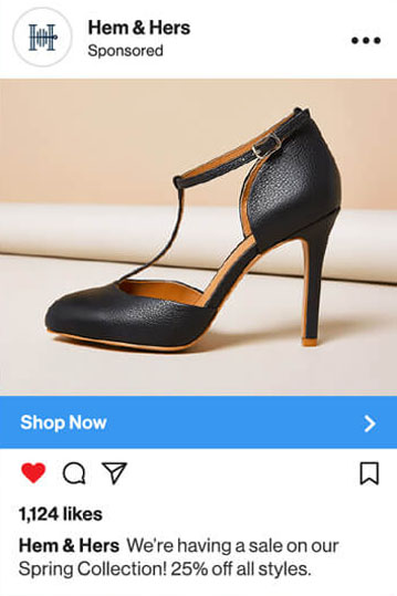 Hem and Hers promoting a women shoes on Instagram