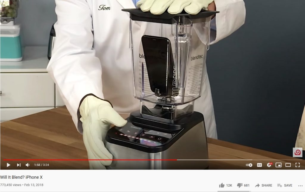 YouTube videos presenting how powerful their blenders are